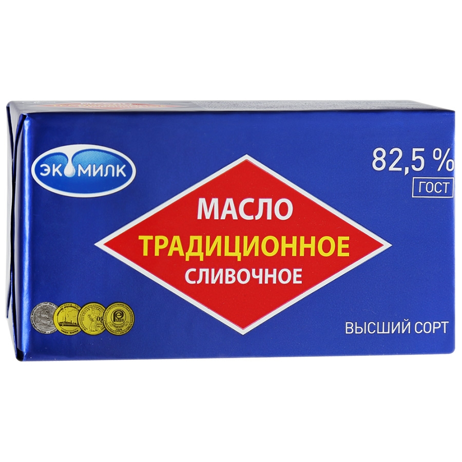 Масло сладко-сливочное ЭКОМИЛК "Традиционное" несоленое 180 г 82,5%
