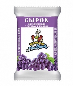 Сырок творожный КУБАНСКИЙ МОЛОЧНИК обезжиренный с сахаром и изюмом 100 г 0%