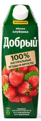 Напиток сокосодержащий ДОБРЫЙ яблоко-клубника 1 л Напиток сокосодержащий ДОБРЫЙ яблоко-клубника 1 л