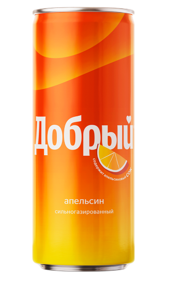 Напиток ДОБРЫЙ со вкусом апельсина газированный 0,33л ж/б