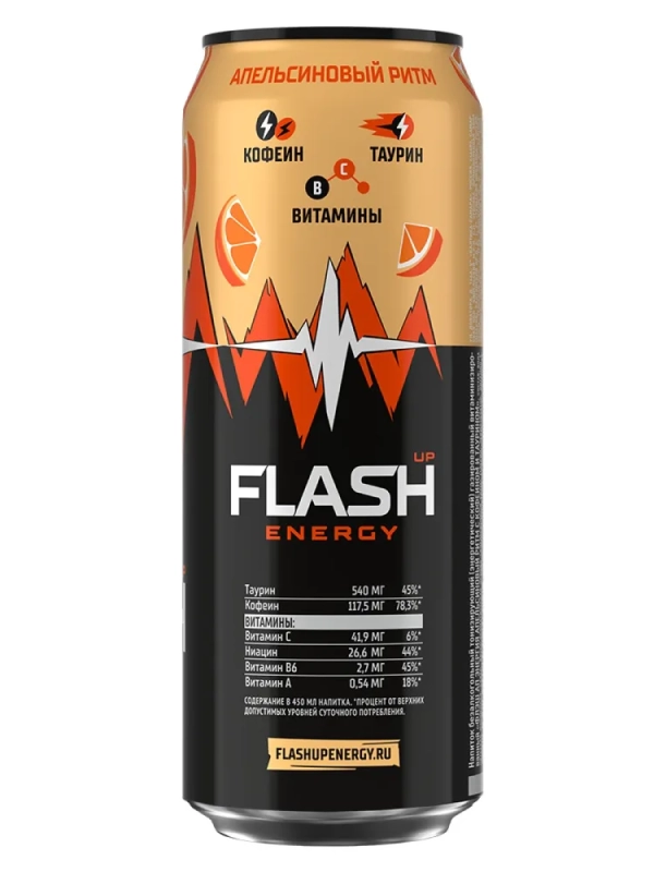 Флэш напиток энергетический Апельсиновый ритм 0.45 л ж/б