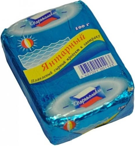 Продукт плавленный с сыром ПЕРЕЯСЛАВЛЬ "Янтарный" 80 г 50%