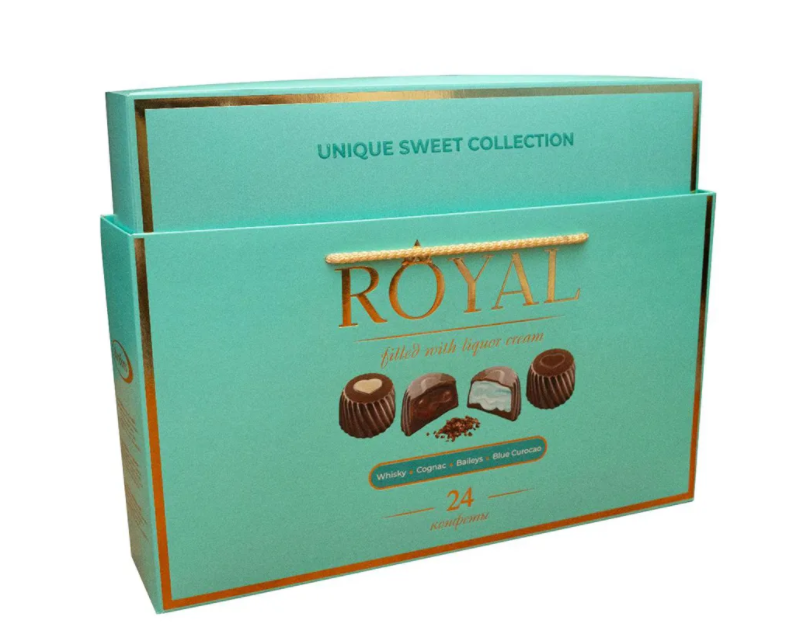 Конфеты ROYAL COLLECTION c ликерными начинками бирюзовая 370 г