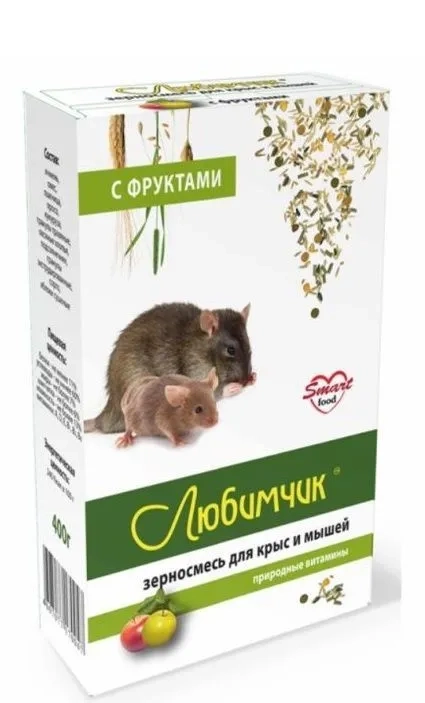 Зерносмесь ЛЮБИМЧИК с фруктами для крыс и мышей 400 г