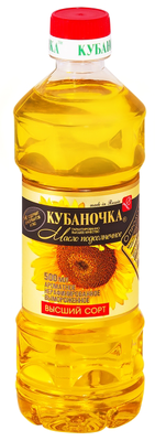 Масло подсолнечное КУБАНОЧКА нерафинированое 500 мл