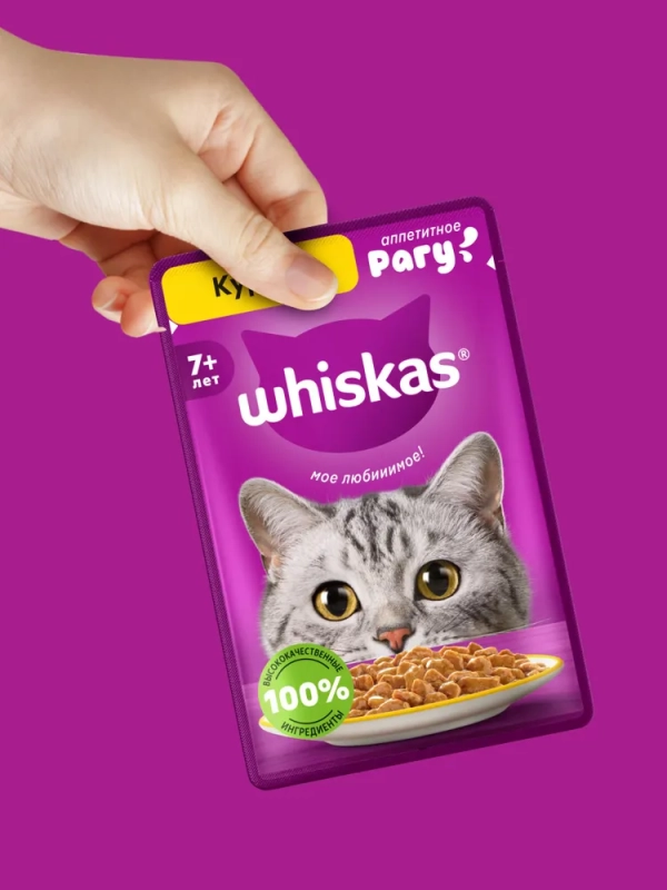 WHISKAS рагу с курицей для кошек старше 7 лет 85 г WHISKAS рагу с курицей для кошек старше 7 лет 85 г