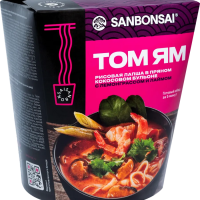 Лапша SANBONSAI "Том ям" рисовая  в кокосовом бульоне с лемонграссом и лаймом 113 г