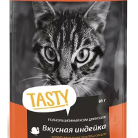 Tasty Tasty корм конс. д/кош. с индейкой в желе, пауч, 85 г
