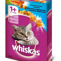 WHISKAS подушечки с нежным паштетом "Аппетитный обед с лососем" 350 г
