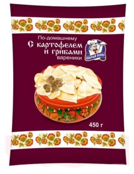 Вареники ДОБРЫЙ ПОВАР "По-домашнему" с картофелем и грибами 450 г