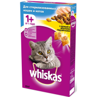 WHISKAS подушечки для стерилизованных кошек и котов с курицей 350 г