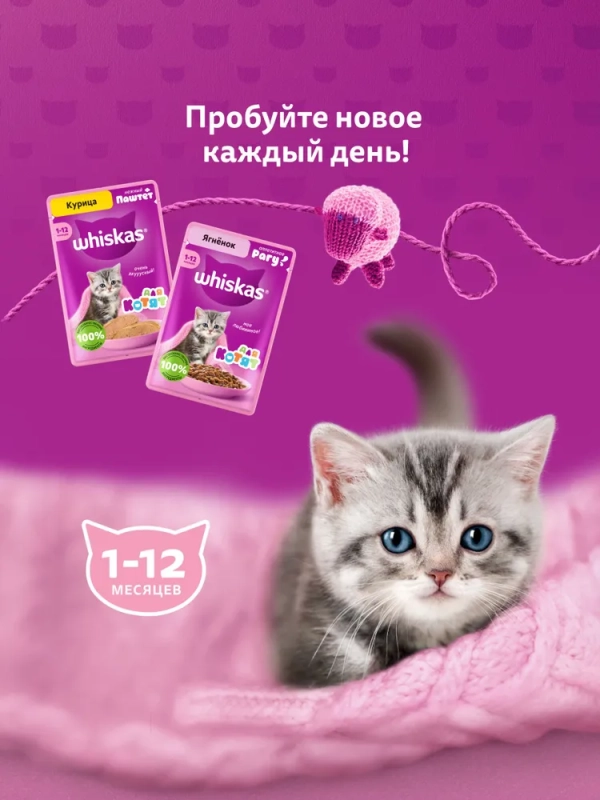 WHISKAS рагу с курицей для котят 75 г WHISKAS рагу с курицей для котят 75 г