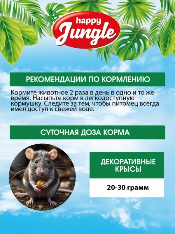Корм HAPPY JUNGLE для декоративных крыс 400 г