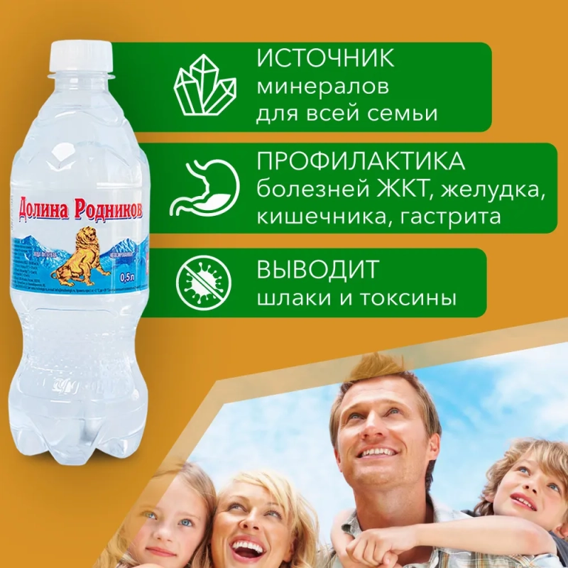 Долина родников вода питьевая газированная  0,5л
