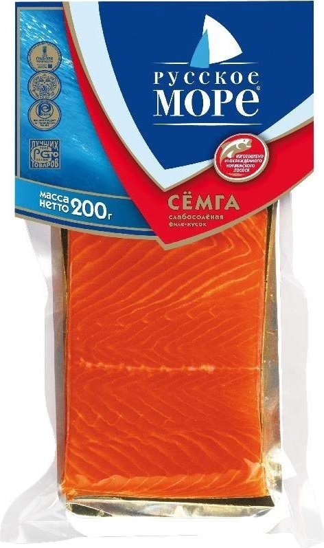 Семга РУССКОЕ МОРЕ филе-кусок слабосоленая 200 г