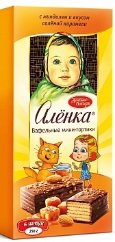 Торт вафельный КРАСНЫЙ ОКТЯБРЬ "Алёнка" с миндалем и вкусом соленой карамели 250 г