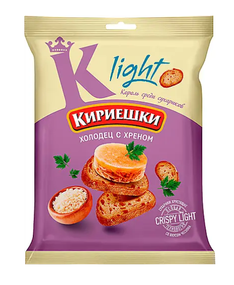 Сухарики КИРИЕШКИ Light пшенично-кукурузные холодец с хреном 33 г