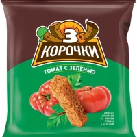 Сухарики ТРИ КОРОЧКИ ржаные томат с зеленью 40 г