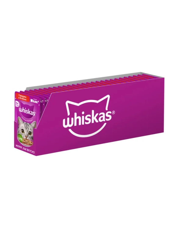 WHISKAS желе с говядиной и ягненком 75 г