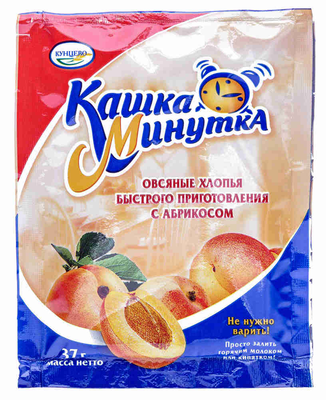 Хлопья КАШКА МИНУТКА овсяные быстрого приготовления с абрикосом 37 г