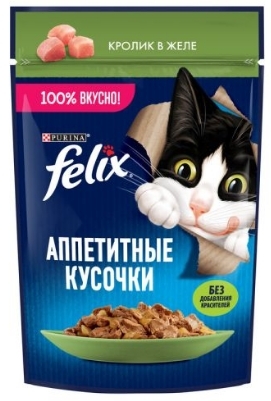 PURINA "Felix. Аппетитные кусочки" кролик в желе 75 г