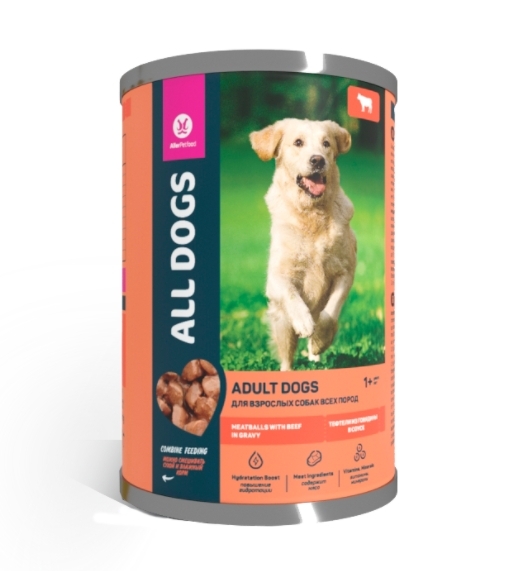 ALL DOGS ALL DOGS "Adult" тефтельки с говядиной в соусе 415 г