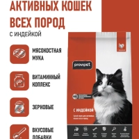 полнорационный сухой корм для активных кошек с индейкой