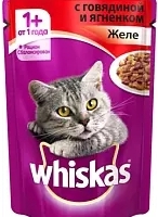 WHISKAS желе с говядиной и ягненком 75 г