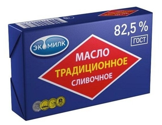 Масло сладко-сливочное ЭКОМИЛК "Традиционное" несоленое 180 г 82,5%