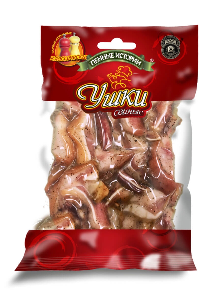 Ушки свиные ПЕННЫЕ ИСТОРИИ классические копчено-вареные 90 г