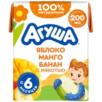 Сок АГУША яблоко-манго-банан с мякотью 0.2 л