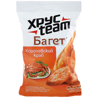 Сухарики ХРУСTEАM пшеничные багет королевский краб 60 г