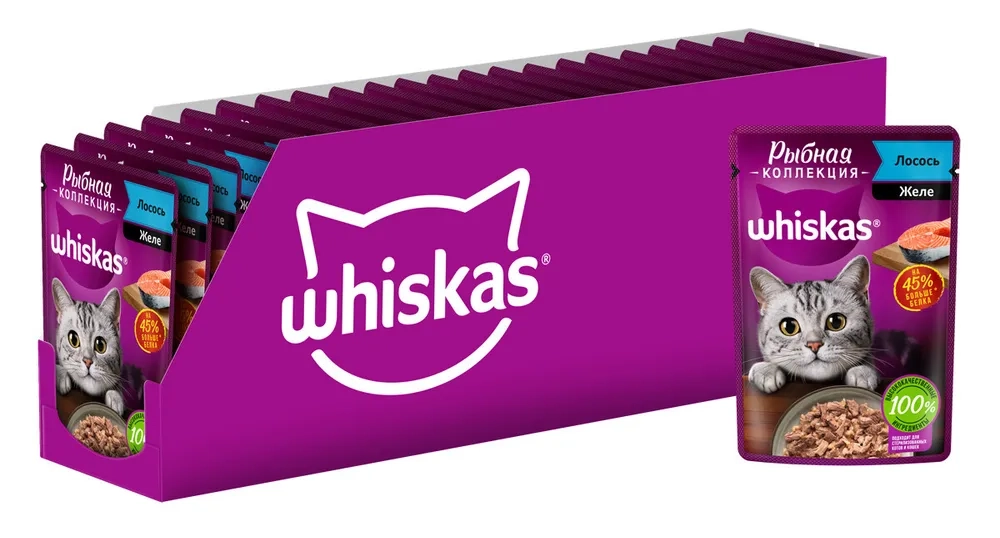 WHISKAS "Рыбная коллекция" лосось в желе 85 г