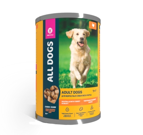 ALL DOGS ALL DOGS "Adult" тефтельки с индейкой в соусе 415 г