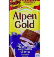 Шоколад ALPEN COLD молочный с чернично-йогуртовой начинкой 85 г