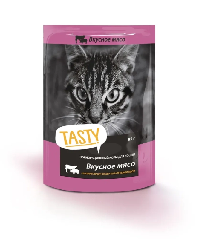 Tasty Tasty корм конс. д/кош. мясное ассорти в желе, пауч, 85 г Tasty Tasty корм конс. д/кош. мясное ассорти в желе, пауч, 85 г