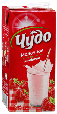 Молочный коктейль ЧУДО "Молочное" клубника 960 мл 2%