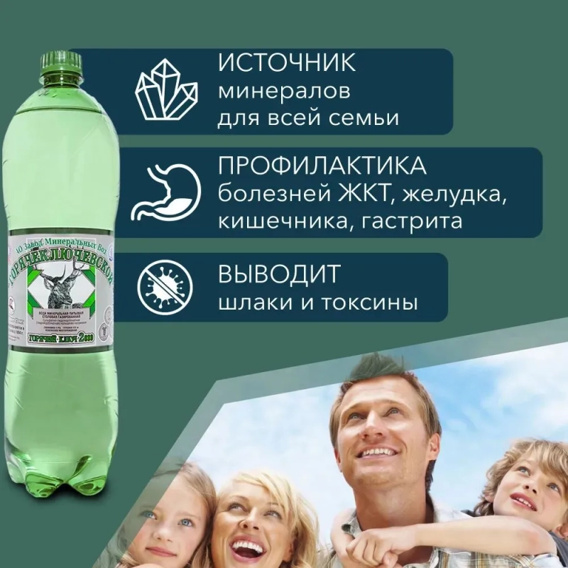Вода минеральная ГОРЯЧИЙ КЛЮЧ 2000 "Горячеключевская" столовая газированная 1.5 л зеленая