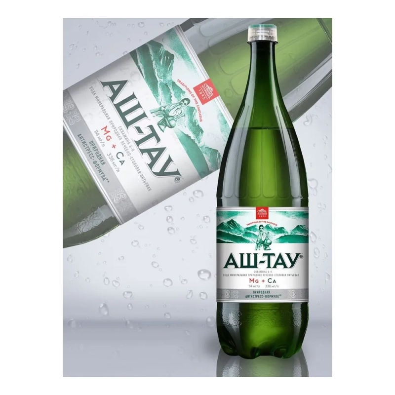 Вода минеральная АШ-ТАУ питьевая лечебно-столовая газированная 0.5 л с/б