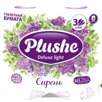 Бумага туалетная PLUSHE "Deluxe Light" сирень трехслойная 4 шт.