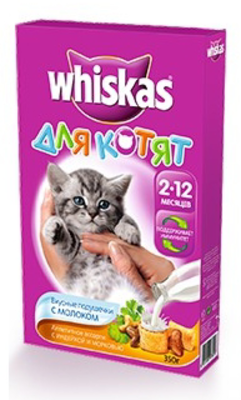 WHISKAS подушечки с молоком, индейкой и морковью 350 г