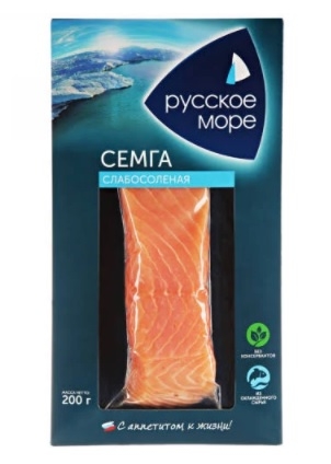 Семга РУССКОЕ МОРЕ филе-кусок слабосоленая 200 г