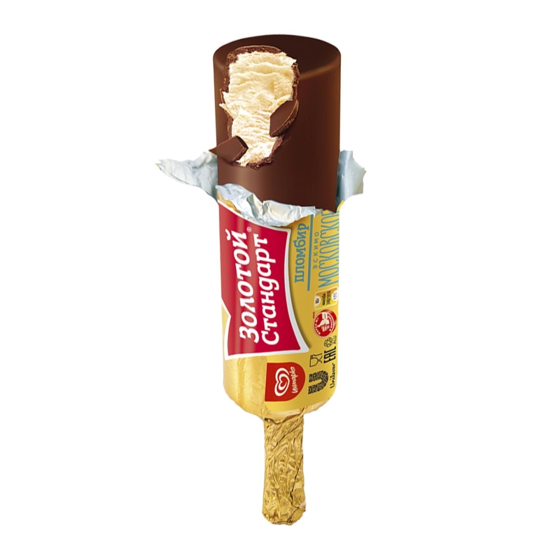 Мороженое ЗОЛОТОЙ СТАНДАРТ "Эскимо Московское" пломбир в шоколадной глазури 80 г