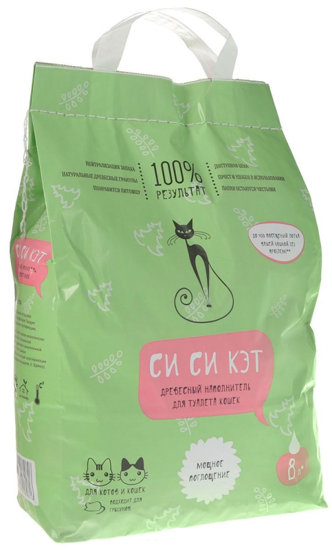 Наполнитель для туалета СИ СИ КЭТ древесный 8 л