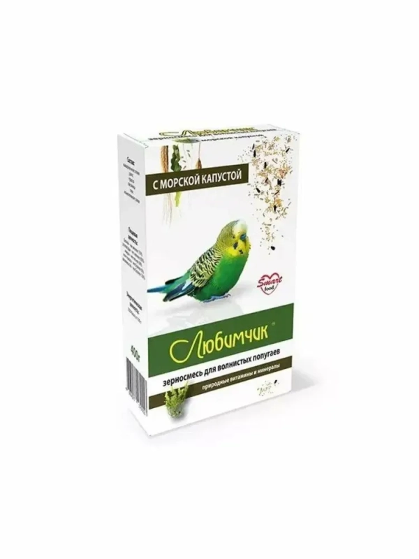 Зерносмесь ЛЮБИМЧИК с морской капустой для волнистых попугаев 500 г
