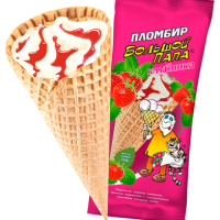 Мороженое БОЛЬШОЙ ПАПА "Пломбир" клубника 130 г 12%
