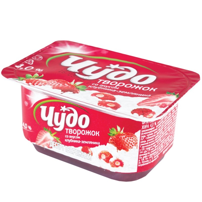 Творожный продукт ЧУДО "Воздушный" творожок  клубника-земляника 100 г 4%
