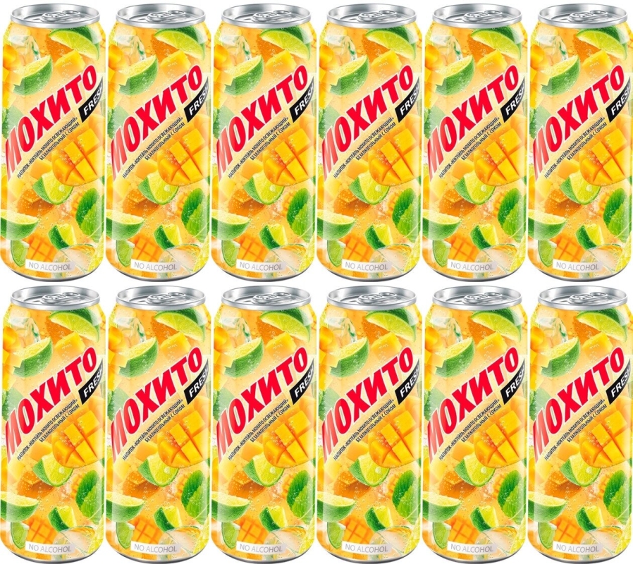 Напиток ОЧАКОВО Напиток ОЧАКОВО "Коктейль Мохито освежающий манго" среднегазированный 0.45 л