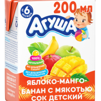 Сок АГУША яблоко-манго-банан с мякотью 0.2 л