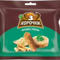 Сухарики ТРИ КОРОЧКИ ржано-пшеничные холодец с хреном 40 г